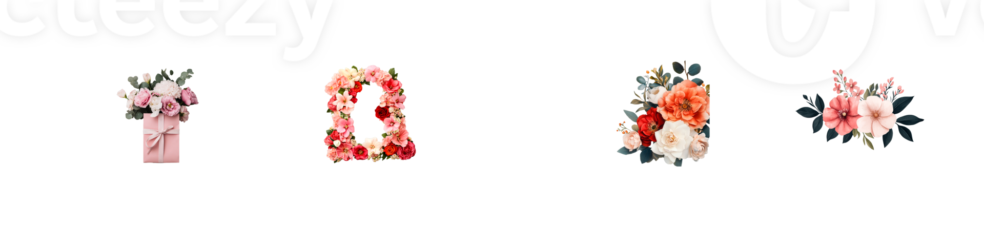 Assortment of Flower Arrangements and Floral Design Elements , cut out transparent png