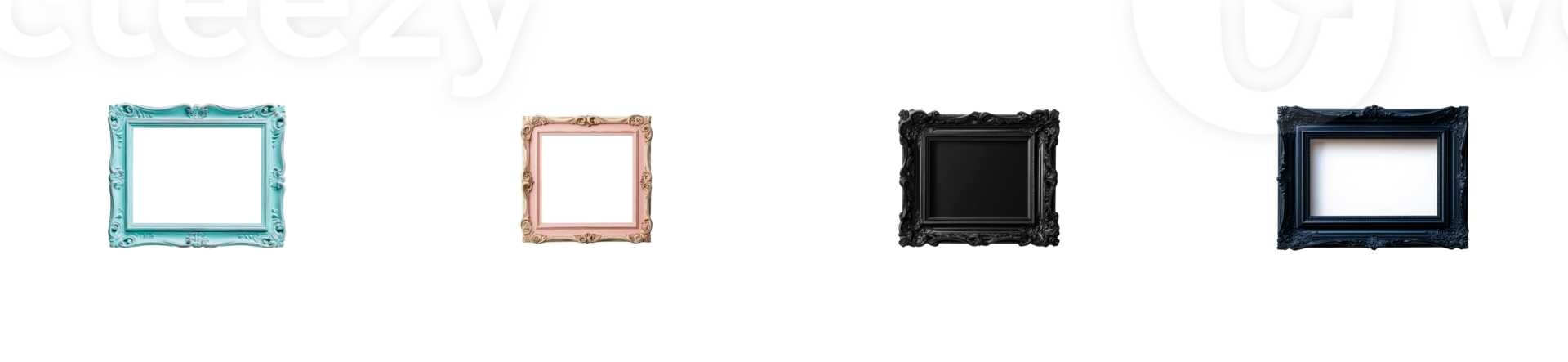 Ornate frames in various styles, art, antique, vintage collection, cut out transparent png