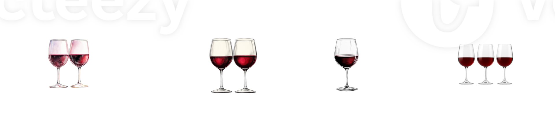 Wine glasses with red liquid, watercolor drawing illustration, cut out transparent png
