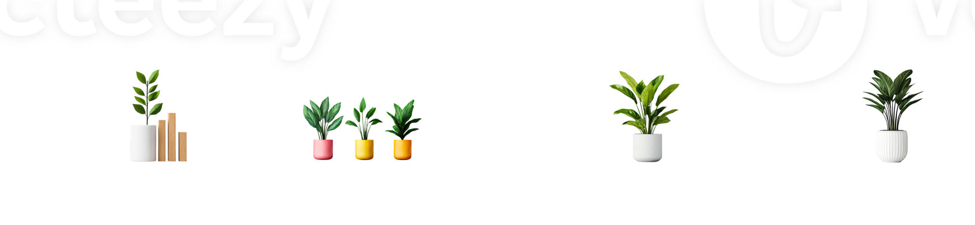 Green Plants Growing in Colorful Pots Illustration, cut out transparent png