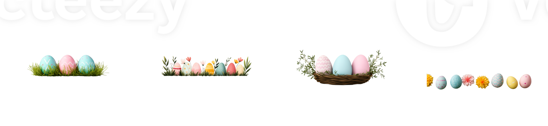 Easter Eggs Decorative Elements Assortment, cut out transparent png