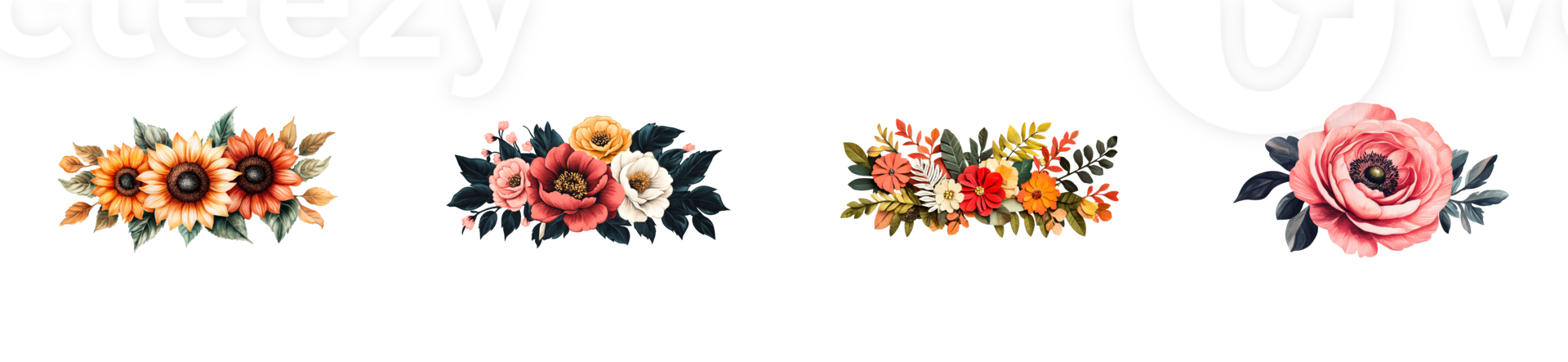 Autumn blooms floral arrangement illustration, transparent cutout png