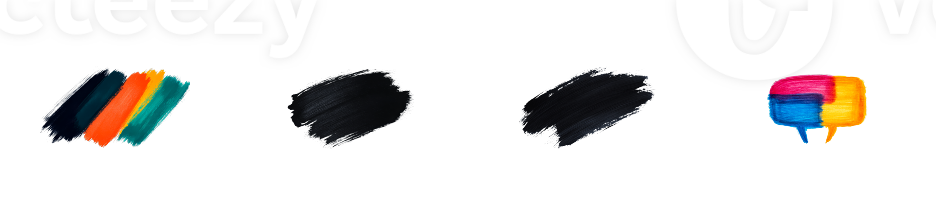 Paint strokes with various colors and shades, cut out transparent png