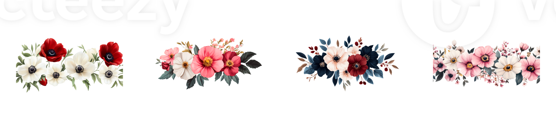 Watercolor flowers decoration, composition, design floral elements, cut out transparent png