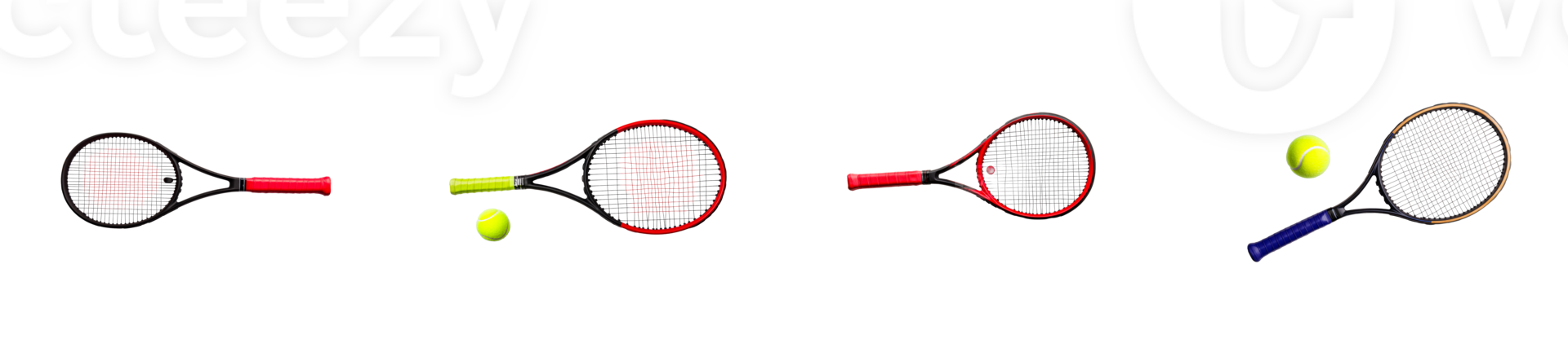 Tennis Racquets and Ball Collection on Black, cut out transparent png