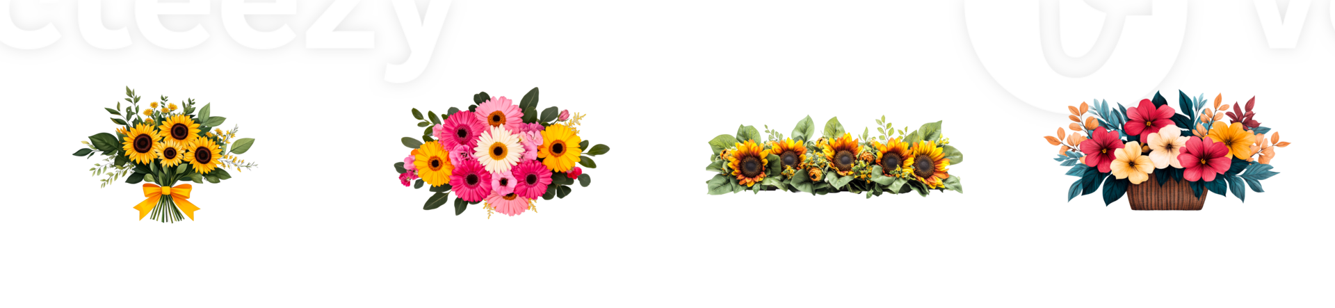 Sunflowers, Gerbera Daisies, arrangement, basket, floral, autumn, cut out transparent png