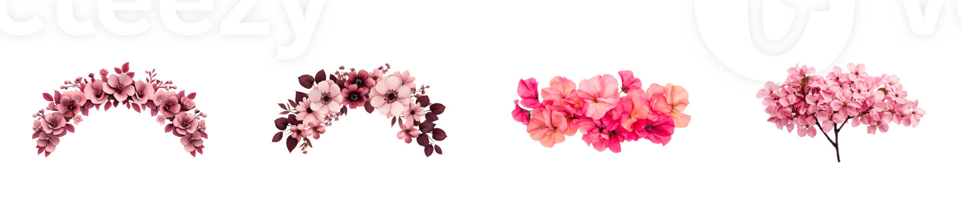 Delicate flower compositions on dark backdrop, floral elegance , cut out transparent png
