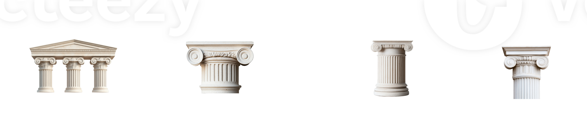 Ancient columns of a Greek temple, historic architecture, cut out transparent png