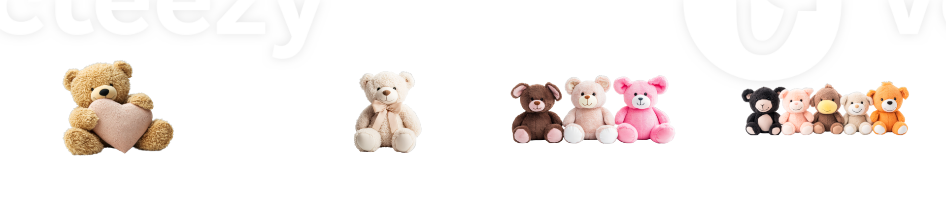 Assorted teddy bears, plush toys, different colours , cut out transparent png