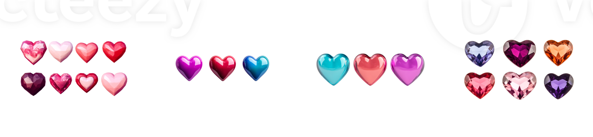 Collection of Different Heart Shapes, cut out transparent png