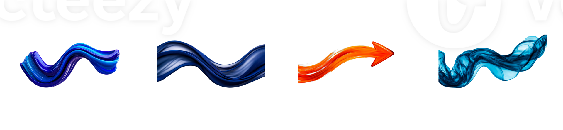 Colorful swirling brushstrokes flow, cut out transparent png