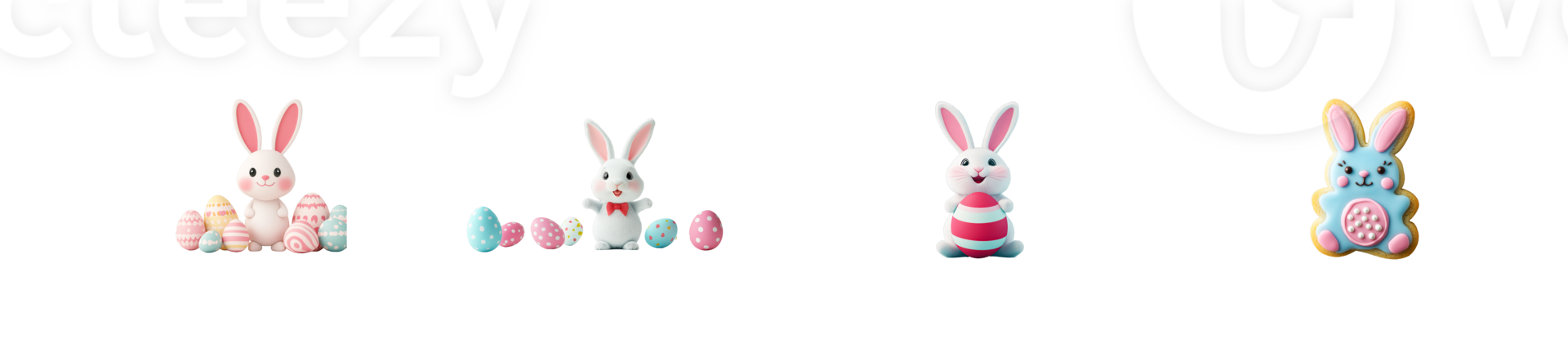 Easter Bunnies and Decorated Eggs, Holiday Characters, cut out transparent png