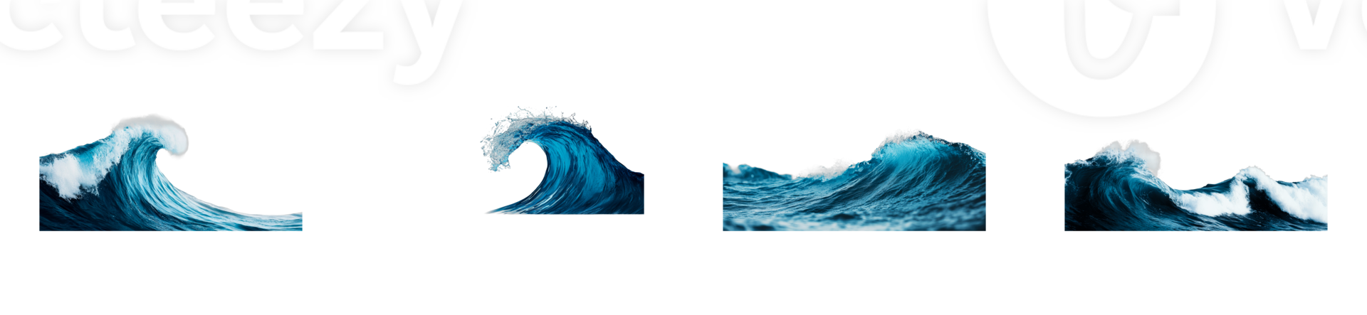Ocean wave elements set for design, dynamic motion , cut out transparent png