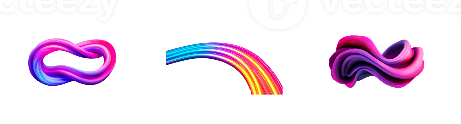 Abstract shapes with colorful swirl, digital art rendering, cut out transparent png