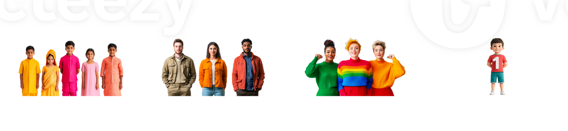 Multicultural diverse group, unity, togetherness, individuality, cut out transparent png