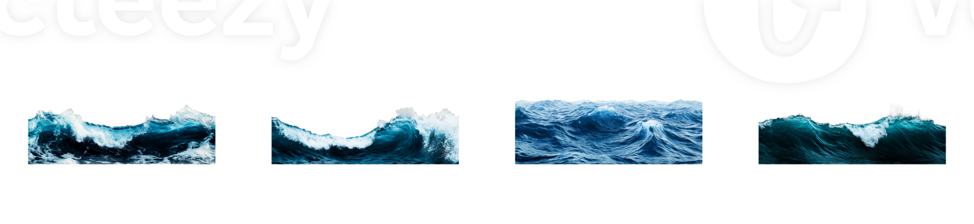 Ocean waves with white foam crests against black backdrop, cut out transparent png