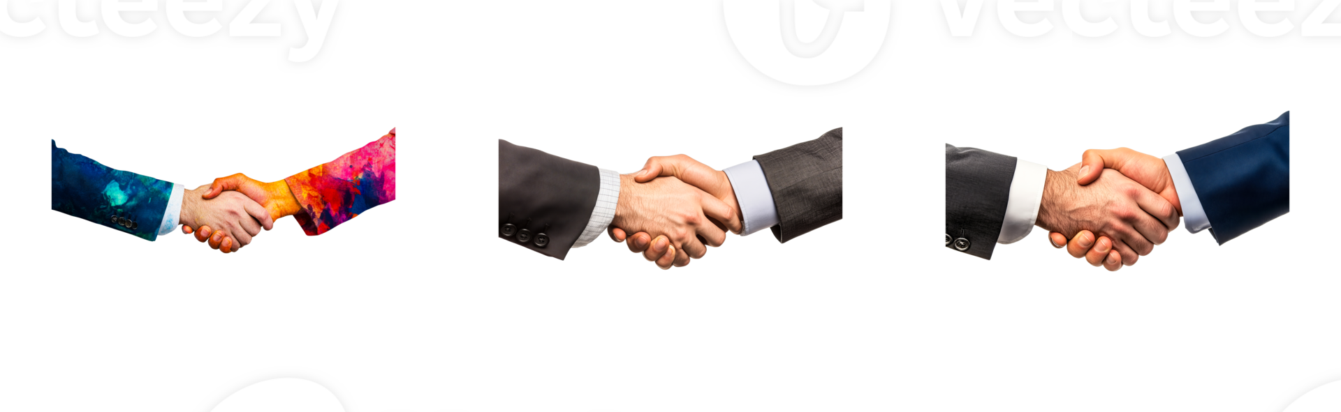 Colorful handshakes with business partners, negotiations, partnership, cut out transparent png