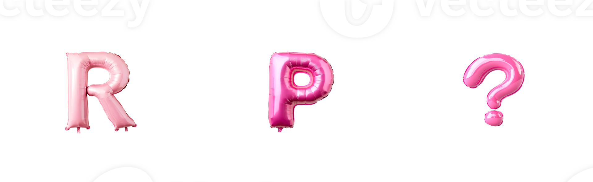 R, P, question mark letter balloons, pink symbols, cut out transparent png