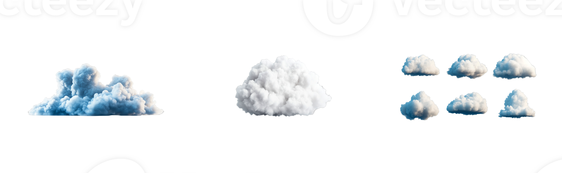 Fluffy white clouds against black backdrop, cut out transparent png