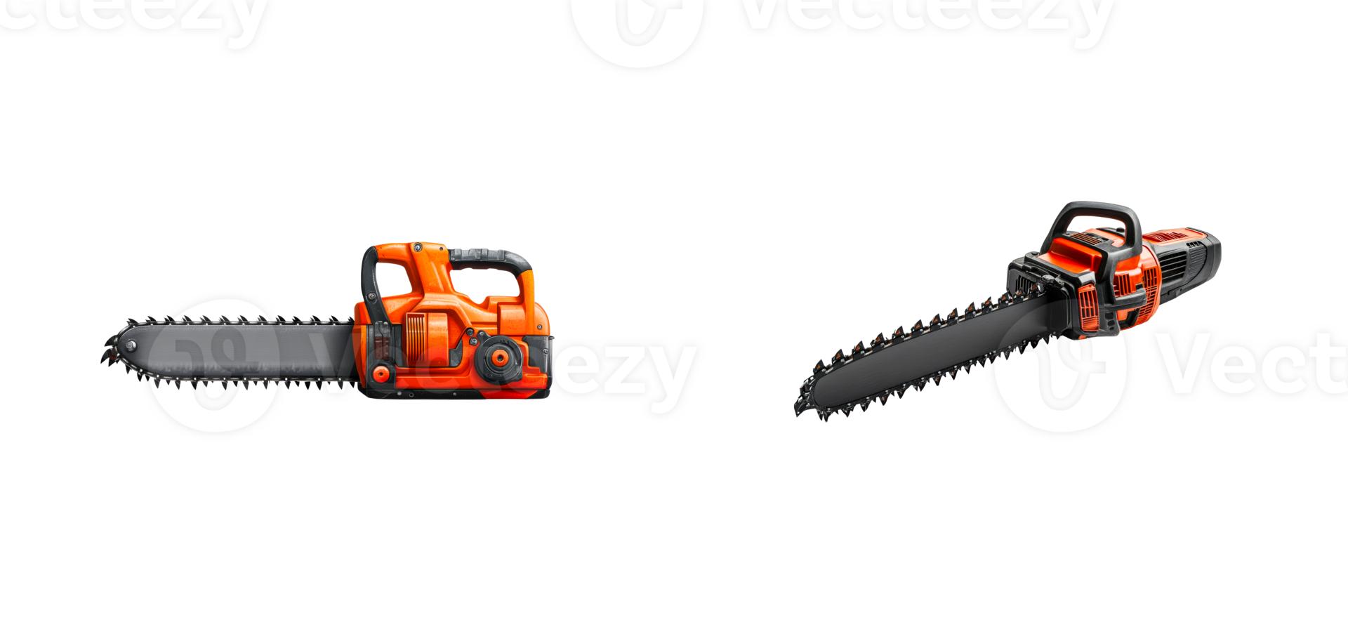 Chainsaws illustration, powerful cutting tools, construction projects, cut out transparent png