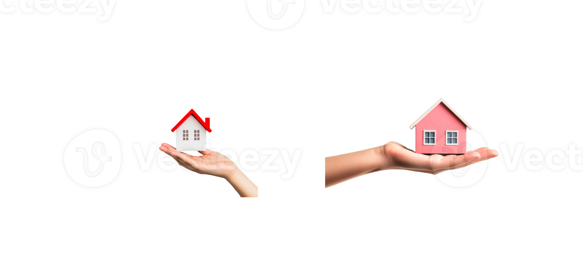 House Choice on Hand, Home Comparison Concept, cut out transparent png