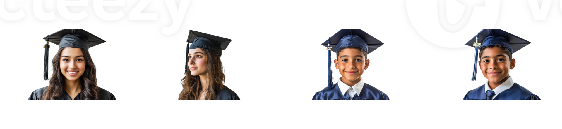 Graduates wearing academic caps, celebrating academic success, cut out transparent png