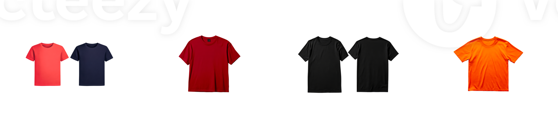 T-shirt of diverse colors, clothing for everyday, casual style , cut out transparent png