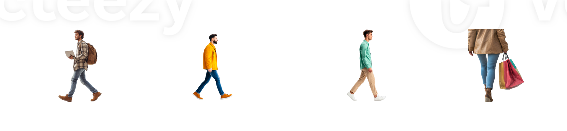 People walking in different clothes, business style, cutout transparent png