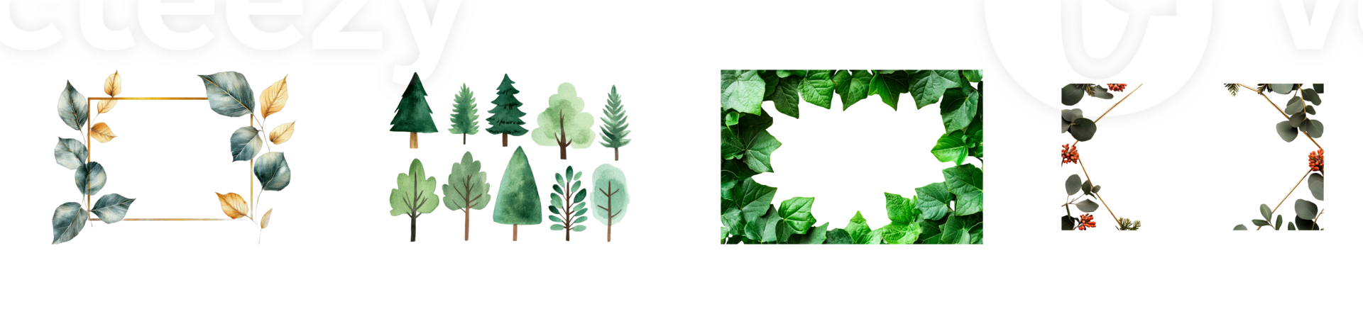 Foliage frames, foliage, trees, isolated greenery, cut out transparent png