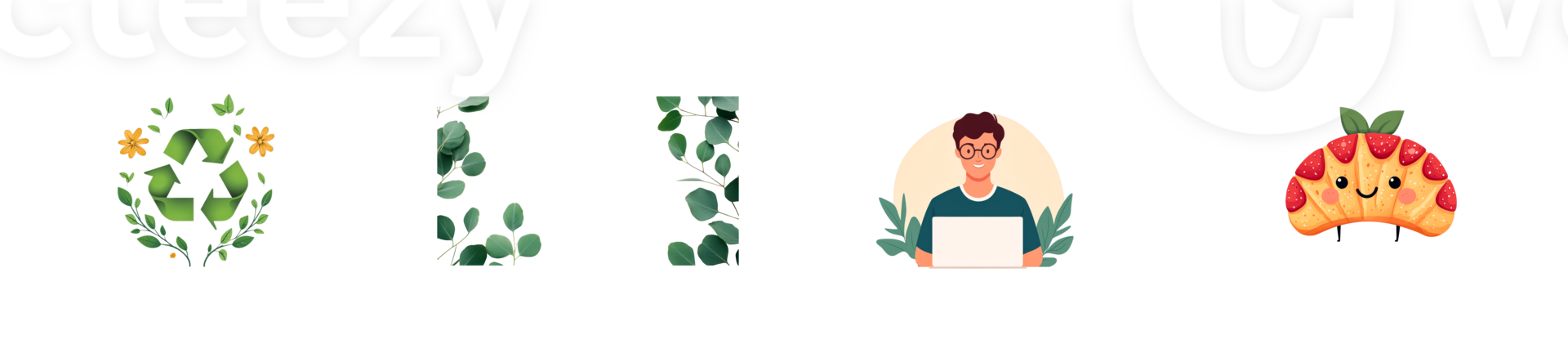 Creative collage set with nature, man, food concept, cut out transparent png