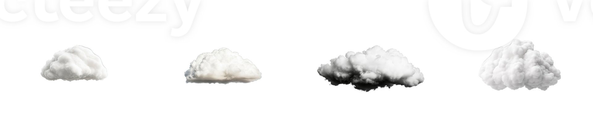 Fluffy cloud formations floating, white cloudscape isolated, cut out transparent png