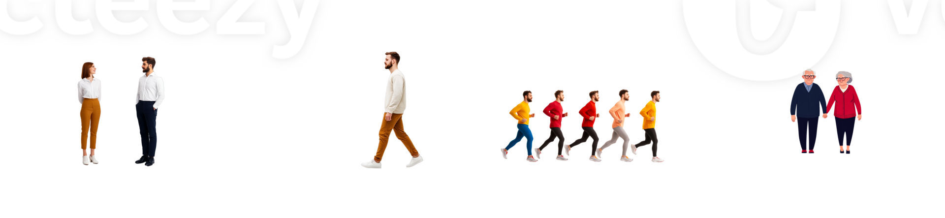 Diverse group of people doing various activities , cut out transparent png