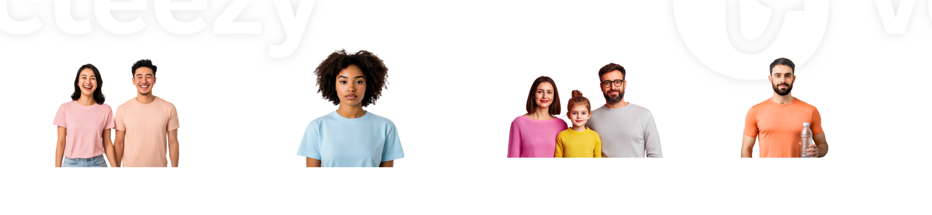 Diverse group of people isolated on black background, cut out transparent png