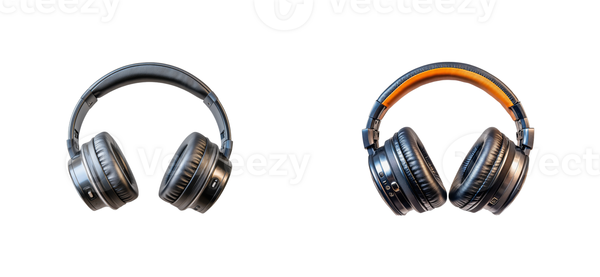 Different styles of wireless headphones on a transparent background png