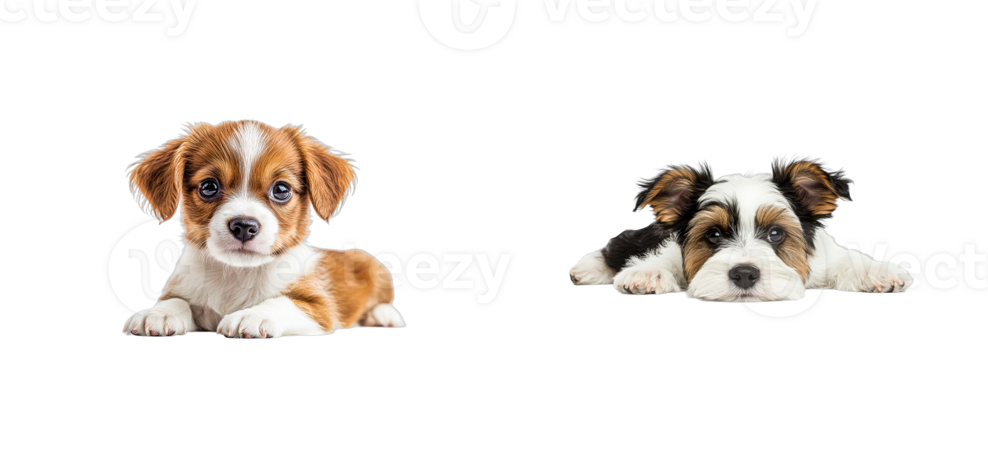 Cute puppies lounging on a transparent background ready to play png