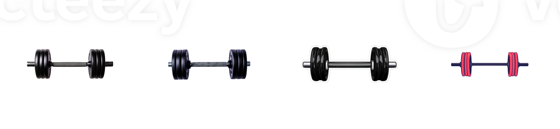 Different types of weights for strength training and workouts png