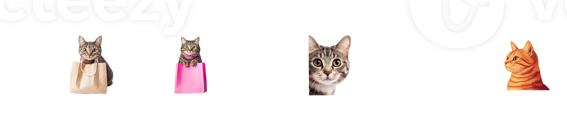 Cats in playful poses with colorful accessories and expressions png