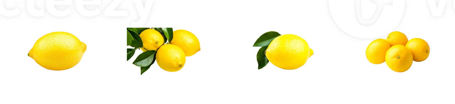 Fresh lemons displayed with green leaves on transparent background png