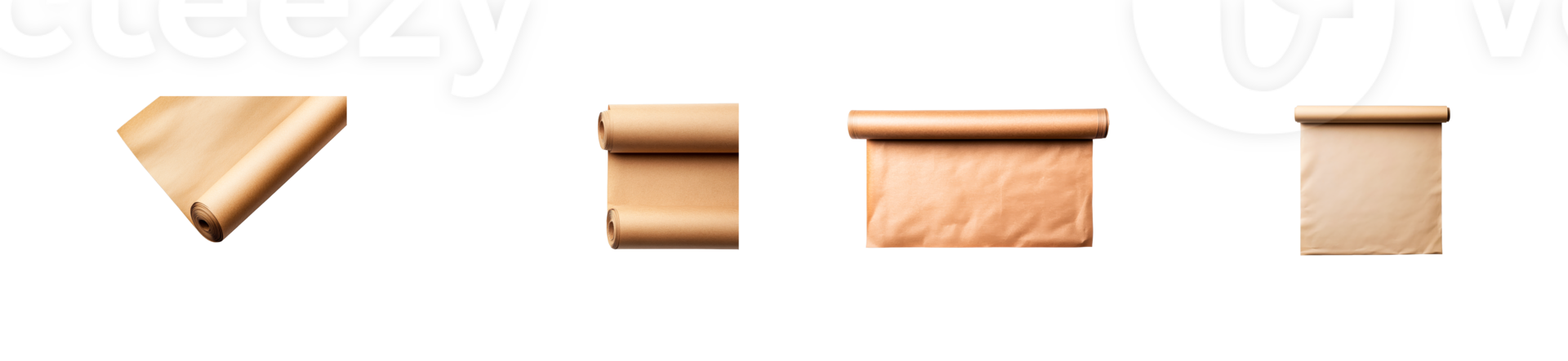 Multiple rolls of kraft paper on a transparent background png