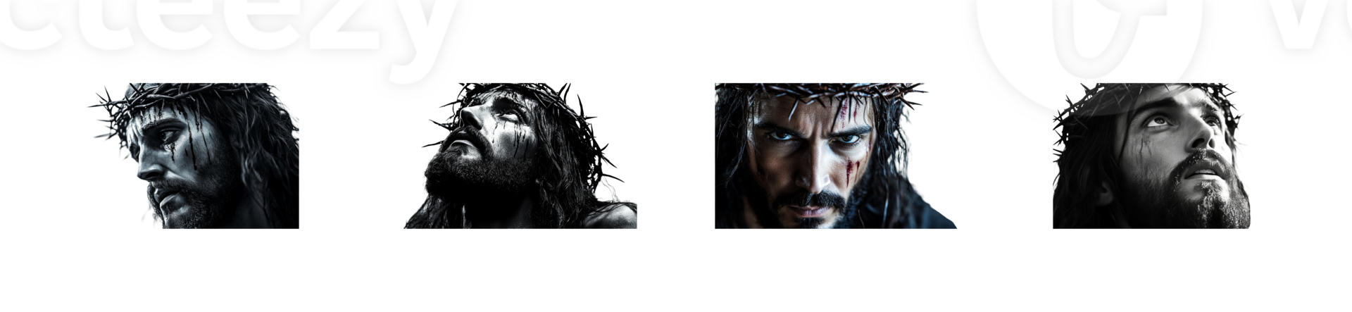Representation of Christ with crown of thorns in dramatic expressions png