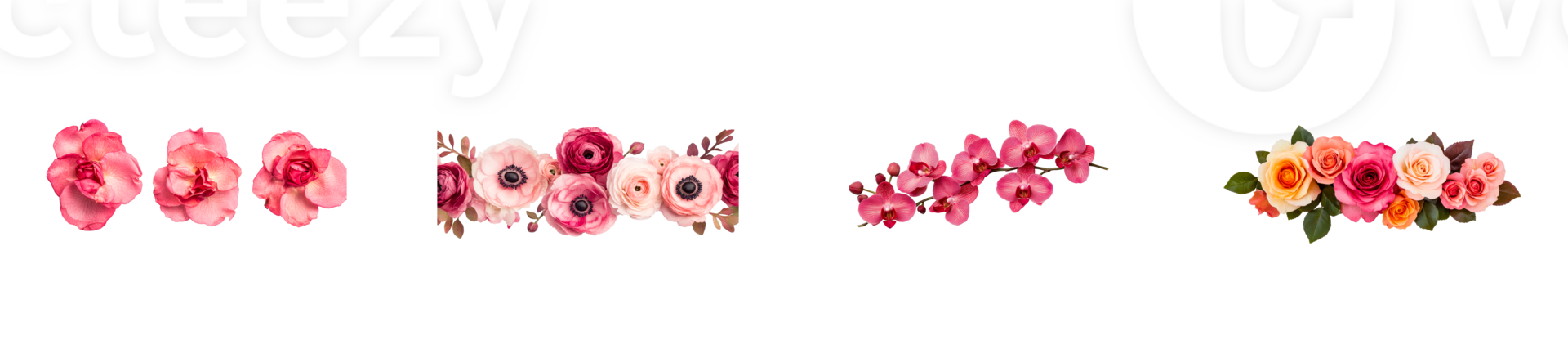 Colorful rose floral arrangements on a clear background png