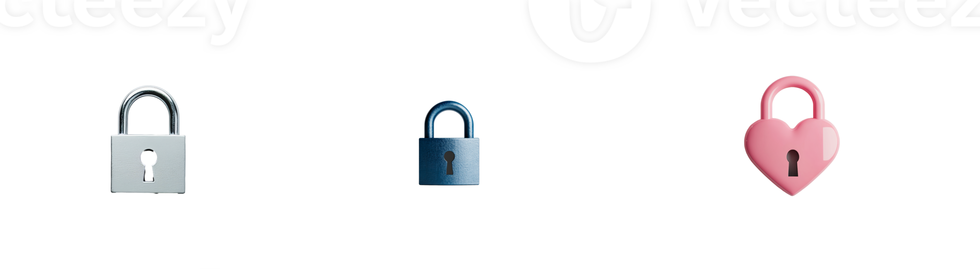 Various padlocks on transparent background for design purposes png