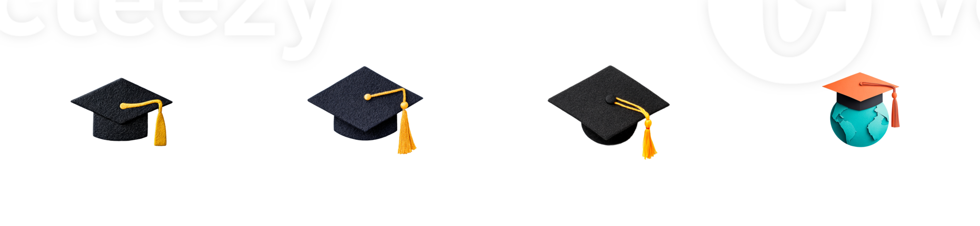Graduation caps representing educational achievement and success png