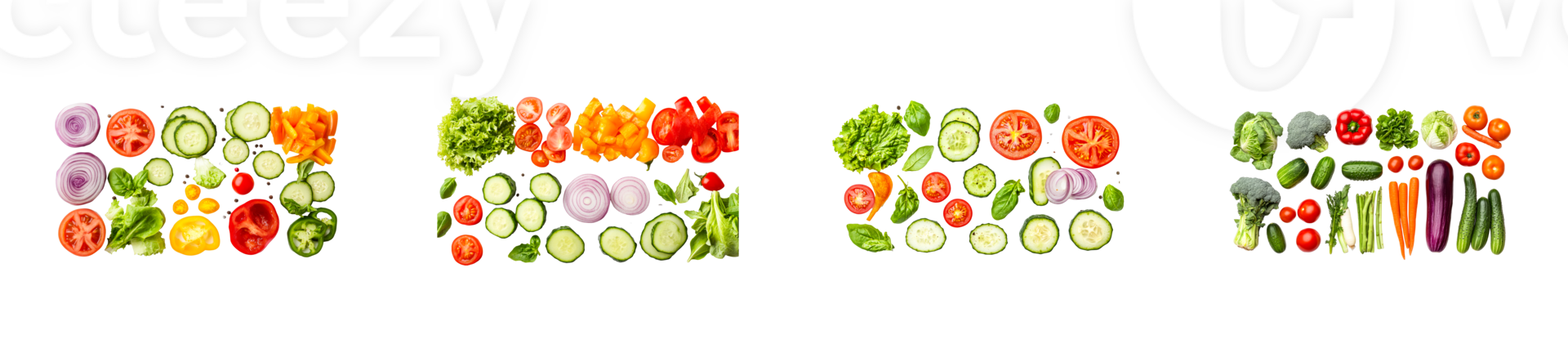 Fresh vegetable arrangement on a transparent background for design png
