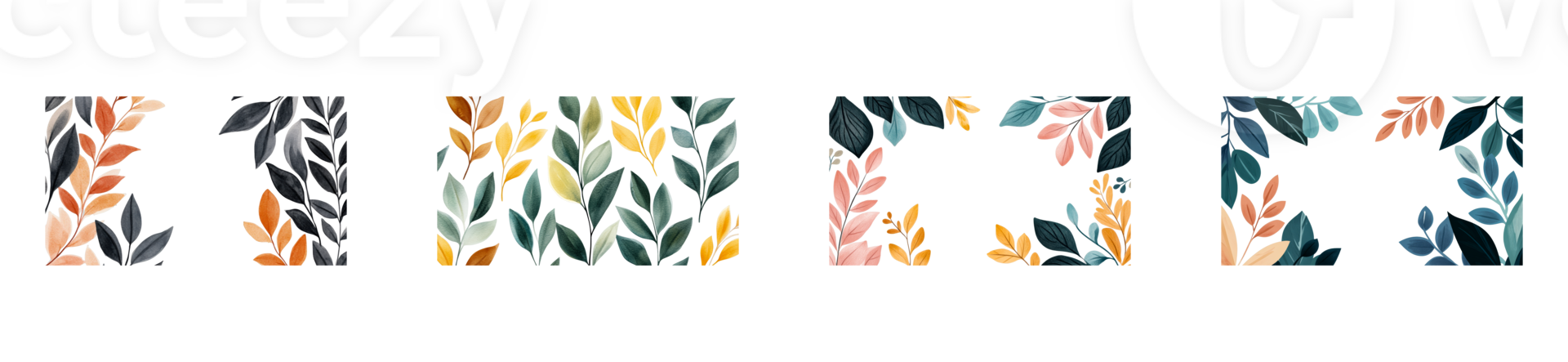 Colorful leaf patterns on a transparent background for design use png