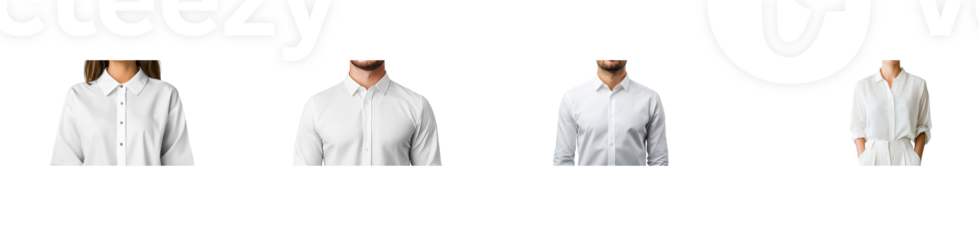 Various white shirts on transparent background for fashion display png