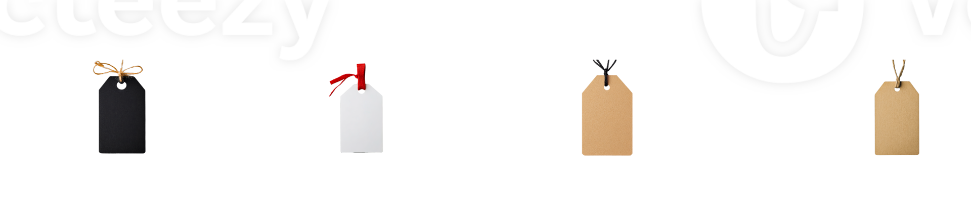 Various blank tags with strings on transparent background png
