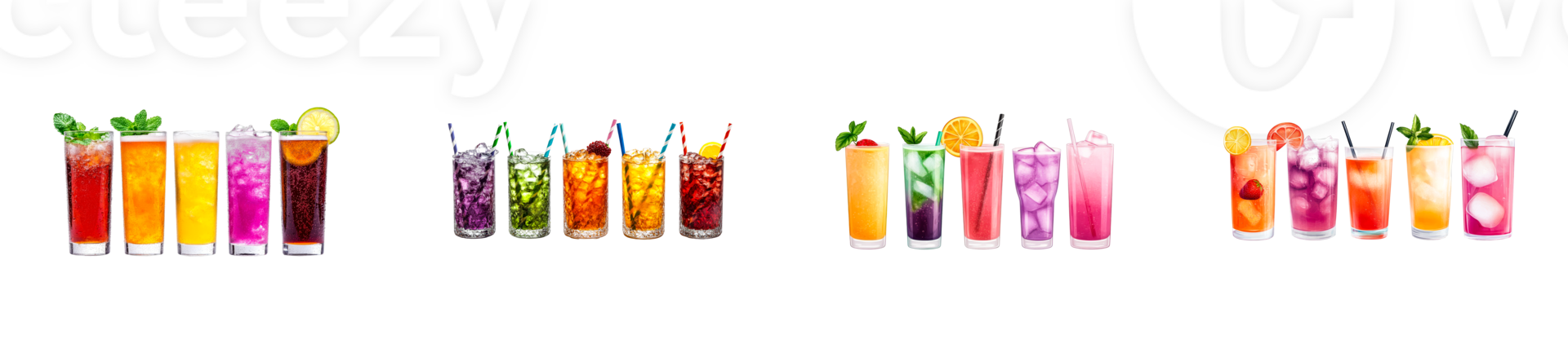 Colorful summer cocktails on a clear background png