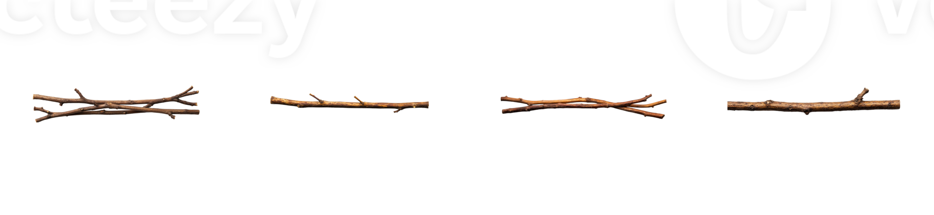 Various wood sticks arranged on a transparent background png
