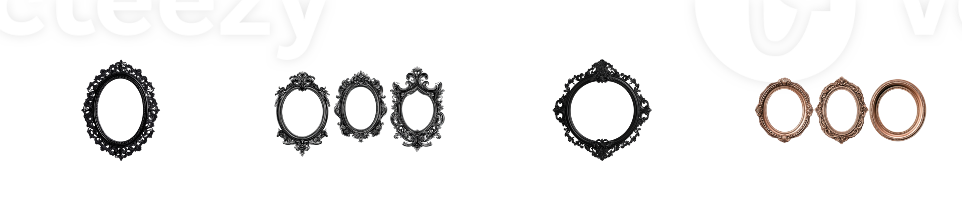 Various antique frames with transparent background for design use png